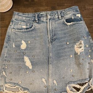 Beaded denim skirt Zara small